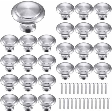 RNEMITERY 25 pièces Poignées Meuble pour,Boutons de Tiroir,Boutons Porte Rond,Poignées rondes en acier inoxydable,Postuler à Placard Armoire Cuisine, Chambre d'enfant