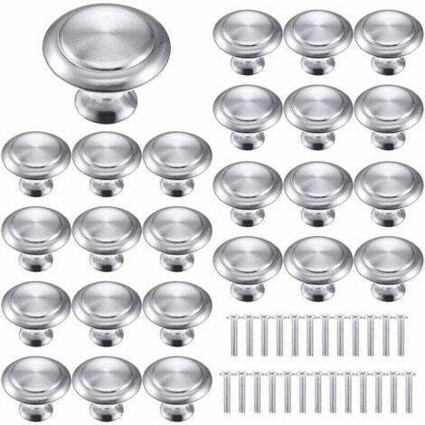 25 pièces Poignées Meuble pour,Boutons de Tiroir,Boutons Porte Rond,Poignées rondes en acier inoxydable,Postuler à Placard Armoire Cuisine, Chambre d'enfant