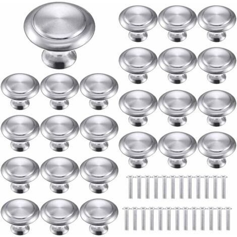 25 pièces Poignées Meuble pour,Boutons de Tiroir,Boutons Porte Rond,Poignées rondes en acier inoxydable,Postuler à Placard Armoire Cuisine, Chambre d'enfant,