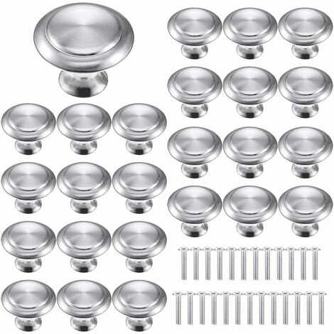25 pièces Poignées Meuble pour,Boutons de Tiroir,Boutons Porte Rond,Poignées rondes en acier inoxydable,Postuler à Placard Armoire Cuisine, Chambre d'enfant, Versailles
