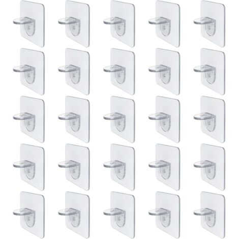 25 Pieces Shelf Support Pegs, Adhesive Hooks, Adhesive Shelf Brackets, Self-Adhesive Wall Hooks, for Home Kitchen Bathroom, Furniture Closet Bookcases