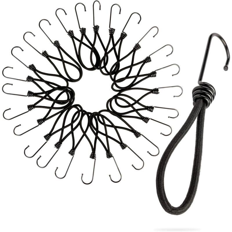 25 Pièces Tendeurs Elastique avec Crochets, Tendeur Crochet Bache, Caoutchouc de Bâche Professionnel, Cordons Élastiques Courts avec Crochets,