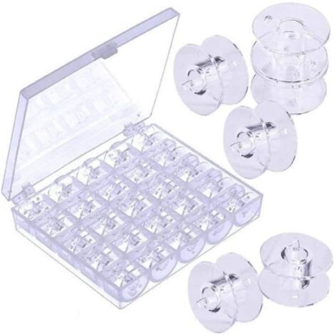 (25 pièces Transparente) Canette Machine a Coudre,Bobines pour Machine à Coudre Canettes de   ​​Universelle Bobine de Machine à Coudre en Plastique avec Boîte de Rangement