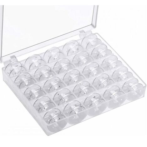 (25 piezas transparentes) bobinas para máquina de coser, bobinas universales para máquina de coser, bobinas de plástico para máquina de coser con caja de almacenamiento