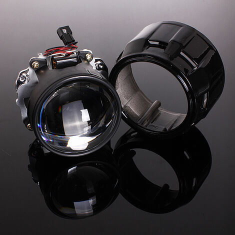 2X 2.5" Bi-Xenon HID Projector Lens Headlight Retrofit Hi-Lo w/ Shroud H4 H7 RHD