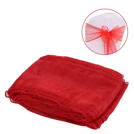 25 rubans de chaise en organza pour décoration de mariage, banquets et événements, assortiment rouge de 25 pièces