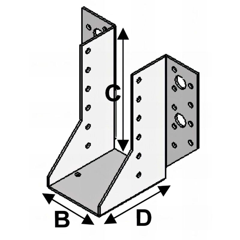 Alsafix - Sabot de charpente à ailes extérieures (p x l x h x ép) 80 x 200 x 240 x 2,5 mm - AL-SE200240