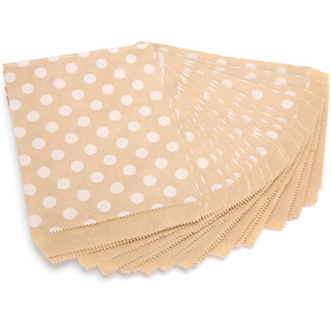 25 Sachets en Papier Kraft Réutilisables pour Goûters, Friandises, Fruits Secs et Biscuits - Lot avec Impression à Points