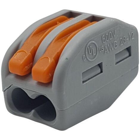 25 StÃ¼ck Wago 222-412 Verbindungsklemme 2 Leiter mit BetÃ¤tigungshebel 0,08-4 mmÂ², grau