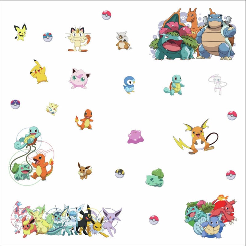 Roommates - 25 Stickers repositionnables Pokemon nin 23CM x 44CM