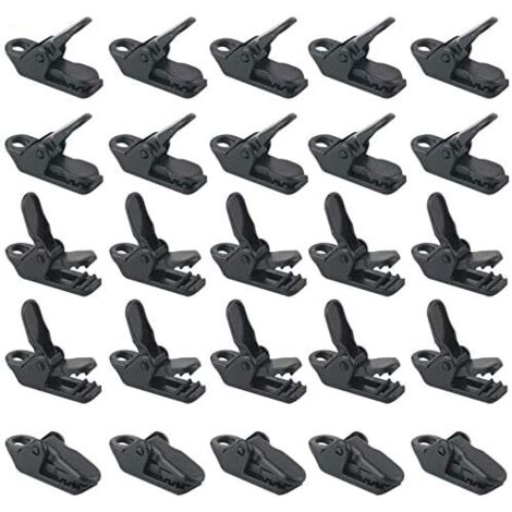 25 Stück/Beutel schwarze Zeltklemmen, winddichte Markisenklemmen, Kunststoff-Windseil, Markisen-Clip, Campingzelt sichert für den Außenbereich