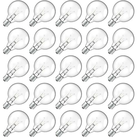 25 Stück G40 Ersatz-Glühbirnen E12 Kandelaber-Schraube LED-Kugelbirnen für Indoor Outdoor String Li