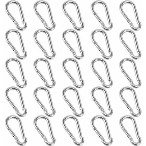 25 Stück Karabiner, 40 x 4 mm kleiner Karabiner, Schlüsselanhänger-Karabiner für Rucksäcke, Hundeleinen, Camping, Angeln, Reisen –