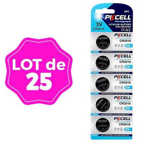 25 Stück Knopfzellen CR2016 3V 75mAh Lithium PKCell