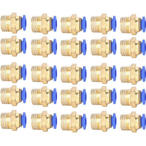 25 Stück pneumatische Schnellkupplungsstecker (männlich), PC6-02 G1/4 Luftadapter, Schnellkupplung für pneumatische Systeme