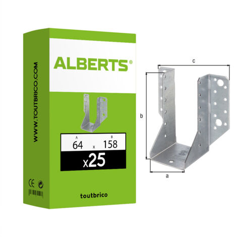 25 supports U ailes extérieures 64x158mm galvanisé Alberts