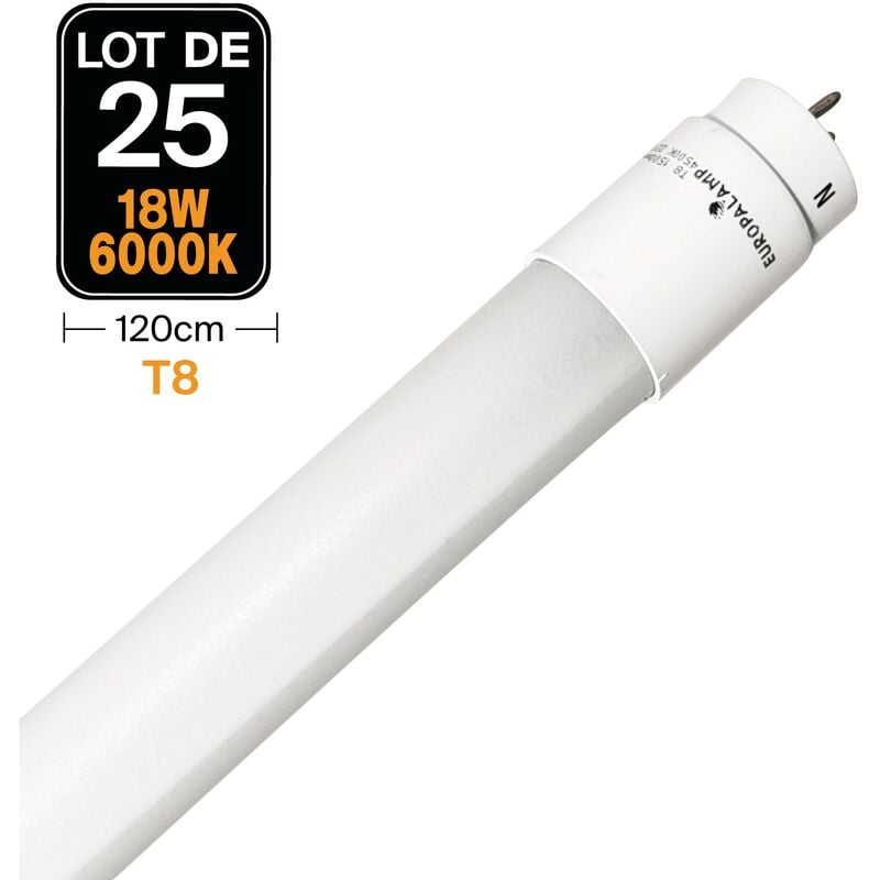 25 Tubes Neon LED 18W 120cm T8 Blanc Froid 6000K Gamme Pro