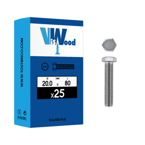 25 vis 20x80mm tête hexa  zingué Viswood