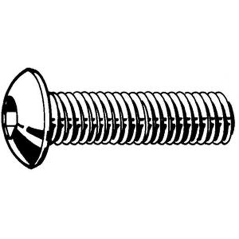 25 Vis BTR Inox A2 6 pans creux Tête Bombée 5 x 12  mm