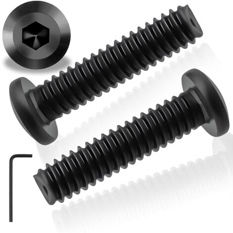 25 vis m5, acier inoxydable 304, tête plate cylindrique, finition noire, avec clé hexagonale, pour machines et meubles