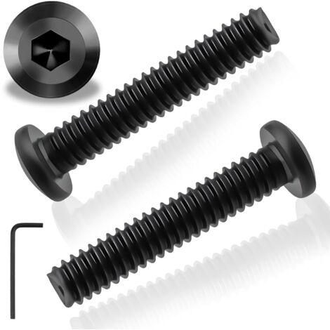 25 vis m5, inox 304, tête plate cylindrique, noire, avec clé hexagonale, pour machines et meubles