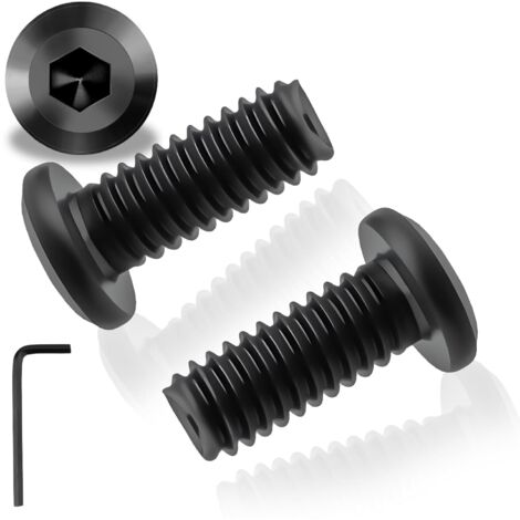 25 vis m6x16mm, acier inoxydable 304, tête plate cylindrique, finition noire, avec clé hexagonale, pour meubles et machines