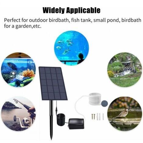 2,5-W-Solar-Sauerstoffpumpe mit Stecker, Solar-Teichpumpe, Aquariumbelüfter, Luftpumpe, Angelbelüfter mit Schlauch und Ausströmerstein