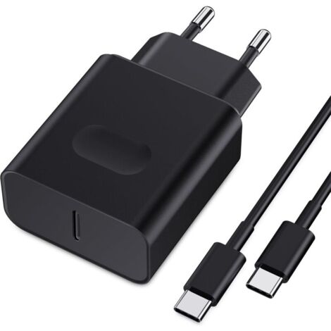 25-W-USB-C-Netzteil, Schnellladefunktion für Samsung Galaxy S25/S24/S23/S22/S21 Ultra/S20/S20+/Note 20/10/9/8/A73/A53/A52/S10/S9 und 2-m-Kabel, Typ-C-Netzadapter, Schwarz
