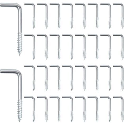 2,5 x 13 x 25 mm, 100er-Packung L-förmige Hakenschrauben, rechtwinklige Schraubhaken, L-förmige gerade Schlitzhaken, verzinkter L-Haken, Wandhaken