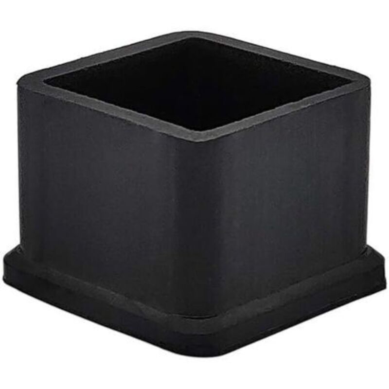 2.5 x 2.5 cm (1 inch x 1 inch) Pack of 16 Protective Caps for Chair or Table Legs in Rubber, Thick, Square, Black