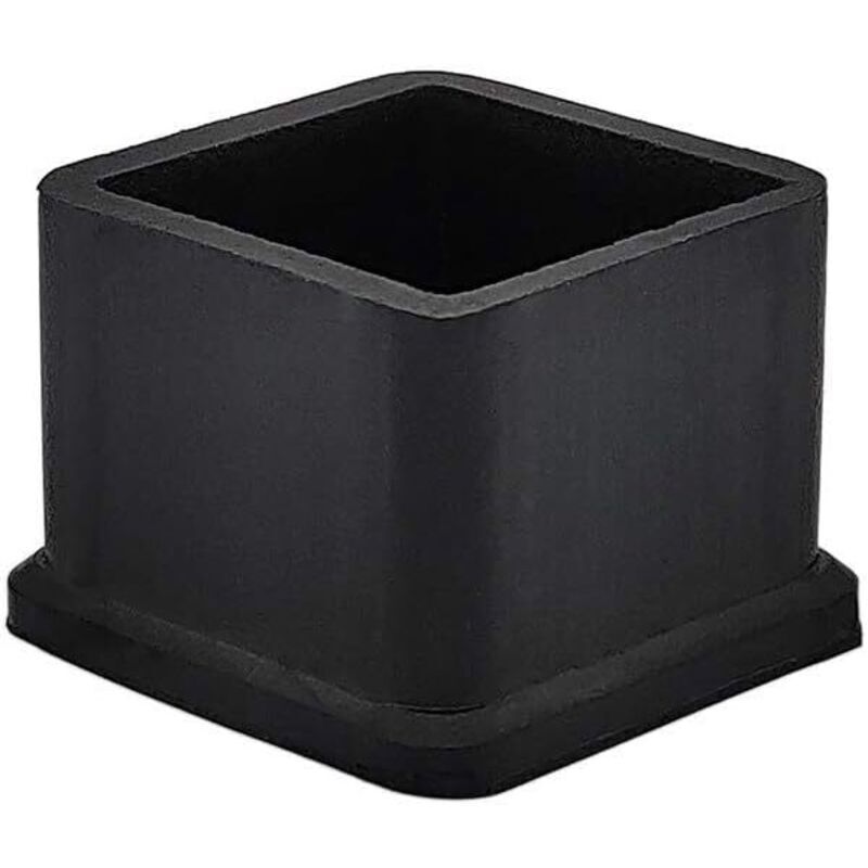 2.5 x 2.5 cm (1 inch x 1 inch) Pack of 16 Thick, Square, Black Rubber Protective Caps for Chair or Table Legs