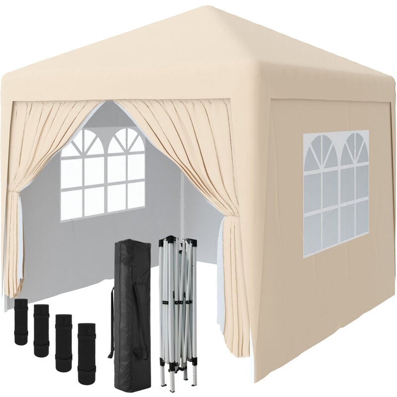 2.5 x 2.5m Garden Pop Up Gazebo Marquee Patio Canopy Wedding Party Tent- Beige