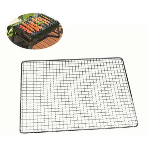 (25 x 40 cm) Rete di cottura in carbonio, griglia, griglia in acciaio inox, 25 x 40 cm, 30 x 45 cm, 38 x 50 cm per picnic in giardino all'aperto, barbecue