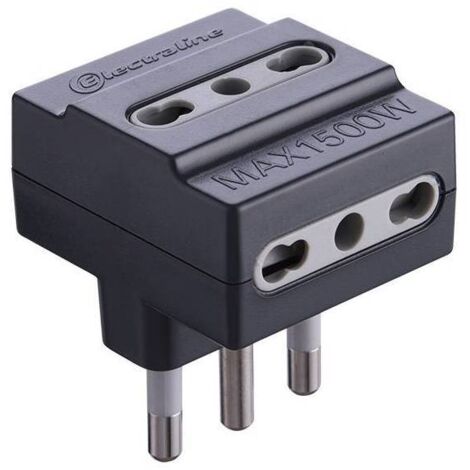 25 x ADATTATORE TRIPLO 16A 3PR BIP NERO FIG.10