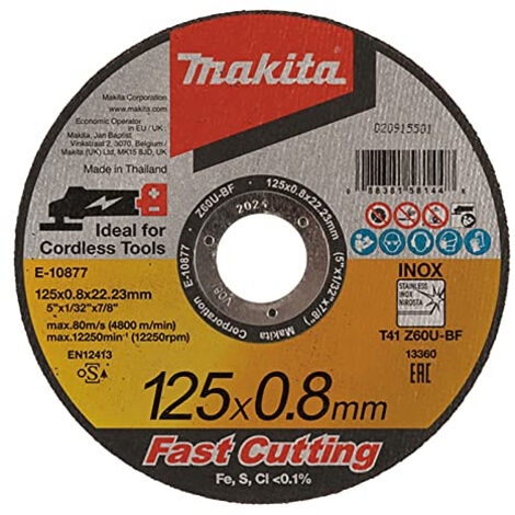 25 x Disque à Tronçonner Inox 125x0,8mm Boite Plastique MAKITA E-10877-25