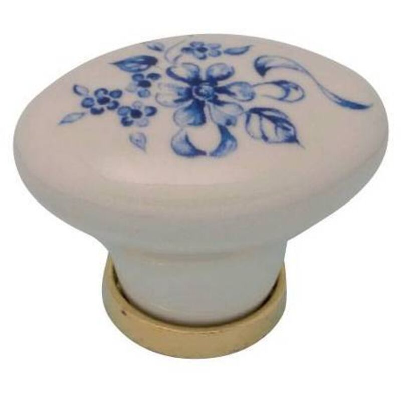 25 x bouton ovale en porcelaine avec base f/ 7 mm.34x25