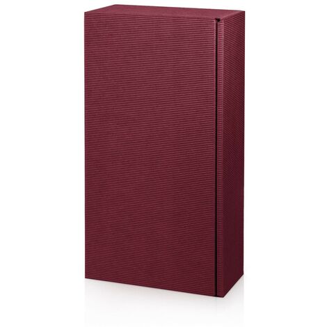 25 x Präsentkarton für 2 Flaschen 360x180x90 mm offene Welle Rot Bordeaux