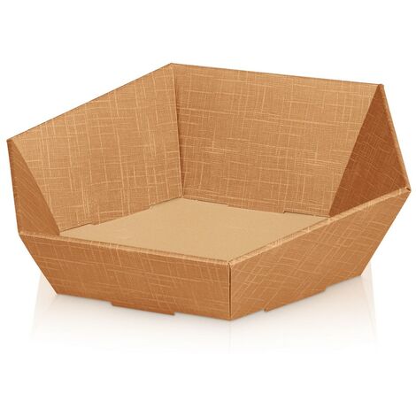 25 x Präsentkorb Geschenkkorb 380x340x75/130 mm strukturgeprägt Natur