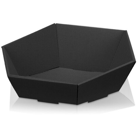 25 x Präsentkorb Geschenkkorb 465x415x90/155 mm offene Welle Schwarz