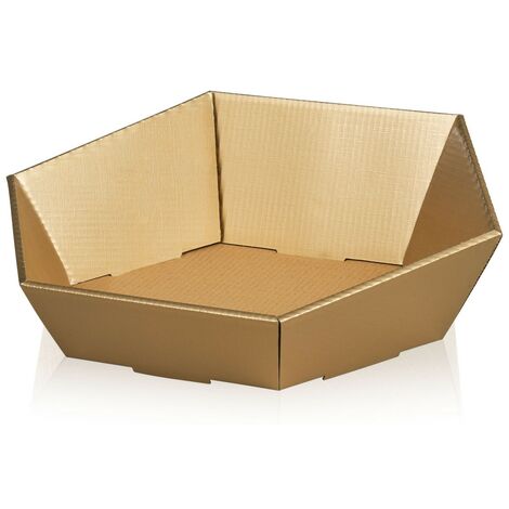 25 x Präsentkorb Geschenkkorb 465x415x90/155 mm strukturgeprägt Gold