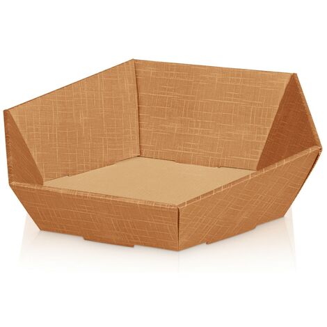 25 x Präsentkorb Geschenkkorb 465x415x90/155 mm strukturgeprägt Natur