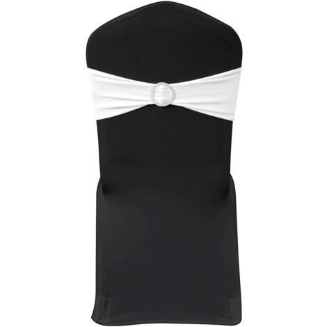 25 x Stuhlschleifen Stretch Schleifenbänder + Diamant Schnalle weiß