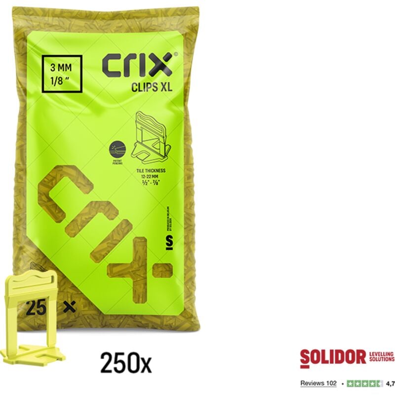 250 croisillons de carreleur 3mm autonivelants qualité supérieure - pour carreaux xl de 12 à 22mm - crix