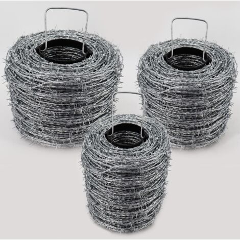 250 m de alambre de púas galvanizado, 1,6 / 1,7 mm para vallas de protección