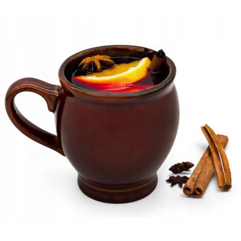 250 ml Steingutbecher für Glühwein, ideal als Geschenk, BRAUN