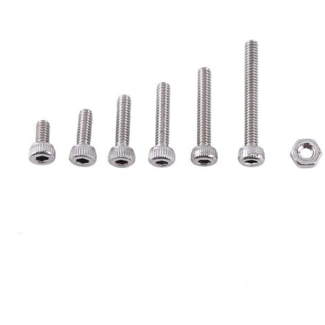 250 pcs M2 Hex Socket Vis Boulon Avec Assortiment D'écrous Hexagonaux A2 En Acier Inoxydable (Cap Head)