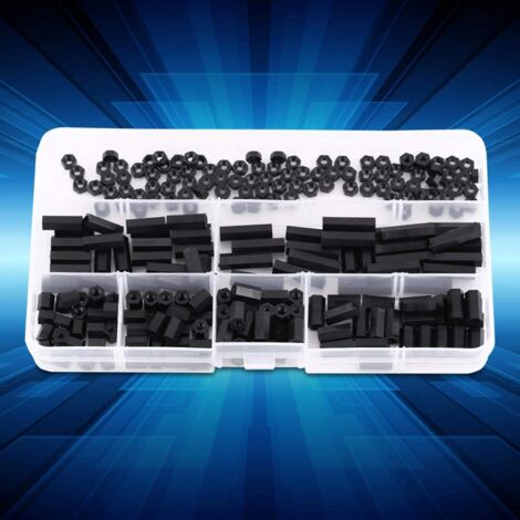 250 pièces Nylon M3 femelle entretoise vis assortiment Kit colonne hexagonale (M3 femelle entretoise B)