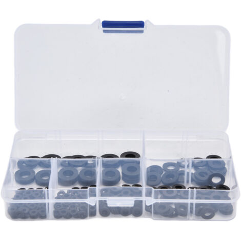 250 Pièces Rondelles Nylon Noir Assortiment Joints Plats Étanchéité M2-M6 pour Bricolage Maison