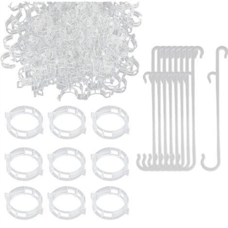250 pinces à tomates, supports pour plantes et crochets en J pour tomates, pinces de treillis en plastique pour cages à légumes, pinces pour vignes et jardins