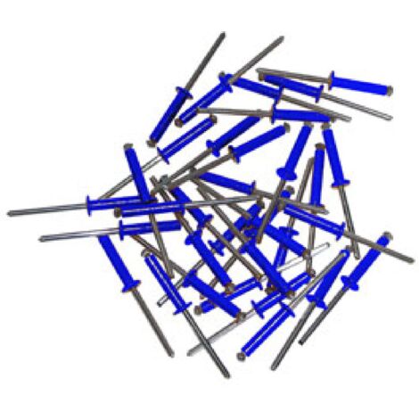 250 Rivets bleus eclates 4x20 bleus